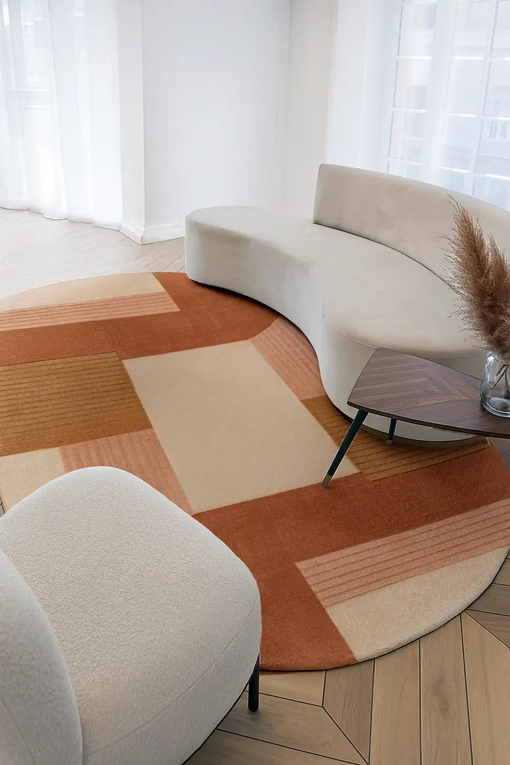 Neutral Mosaic Oval Hand Tufted Wool Rug、mySite、gigharbornorthrealestate