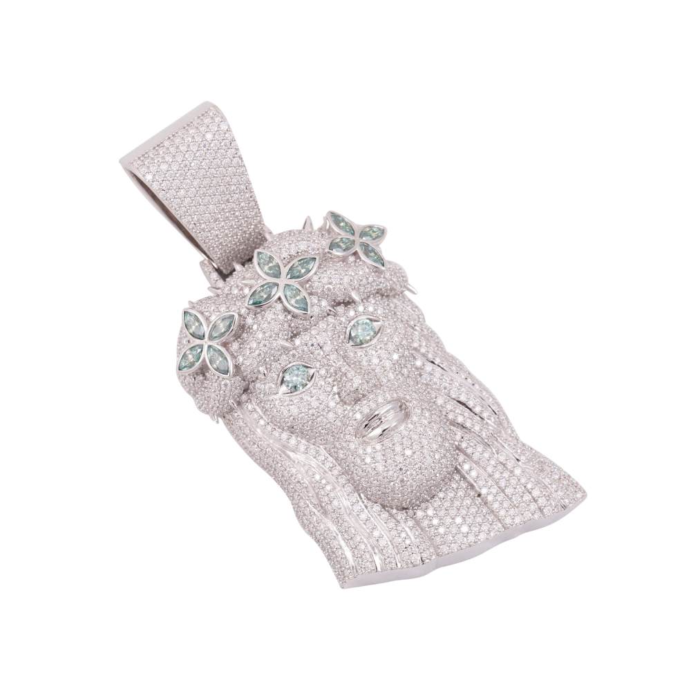 Moissanite Four Leaf Clover Jesus Pendant 14K Gold、mySite、hinf8tx79