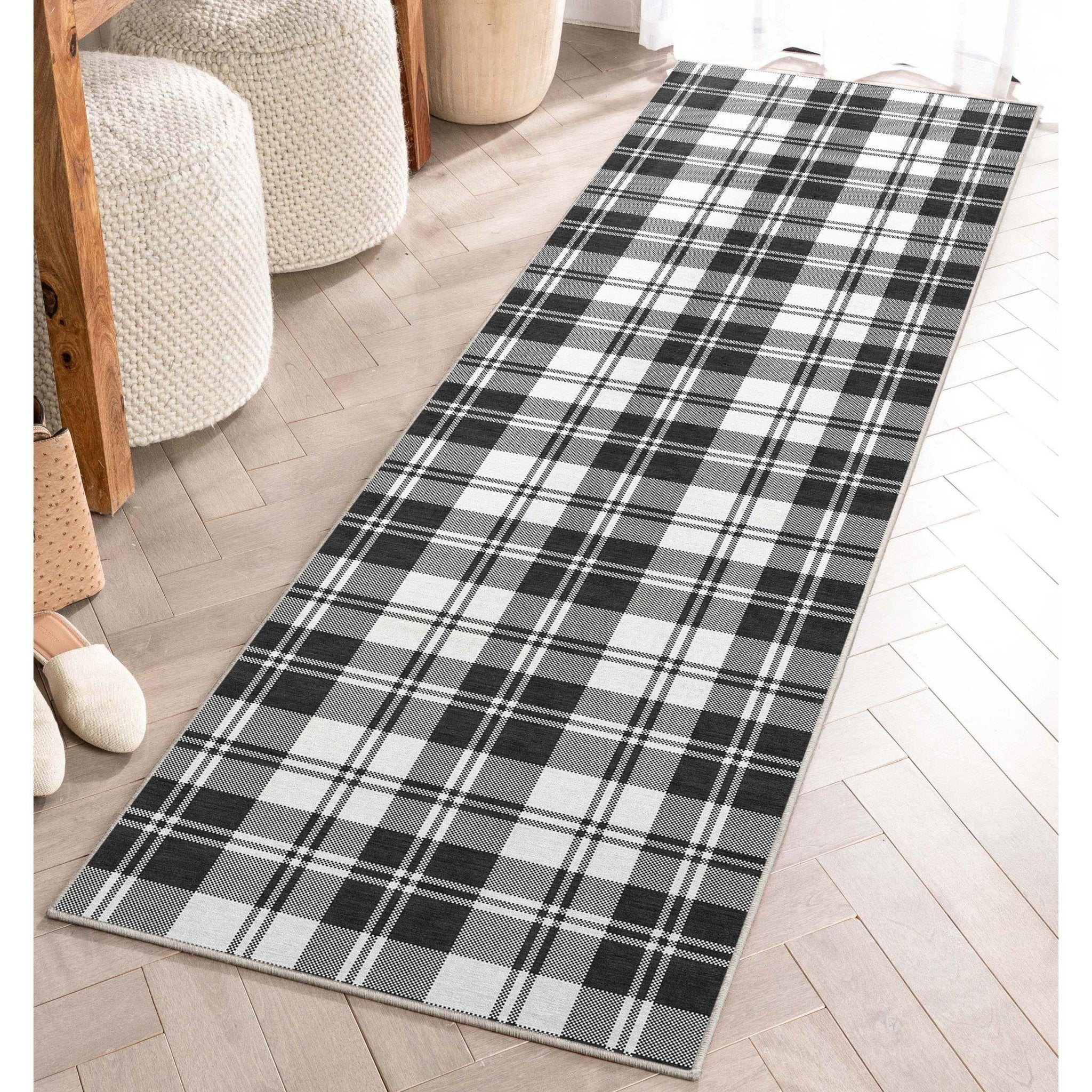 Plaid Modern Geometric Boxes Flat-Weave Rug、mySite、gigharbornorthrealestate
