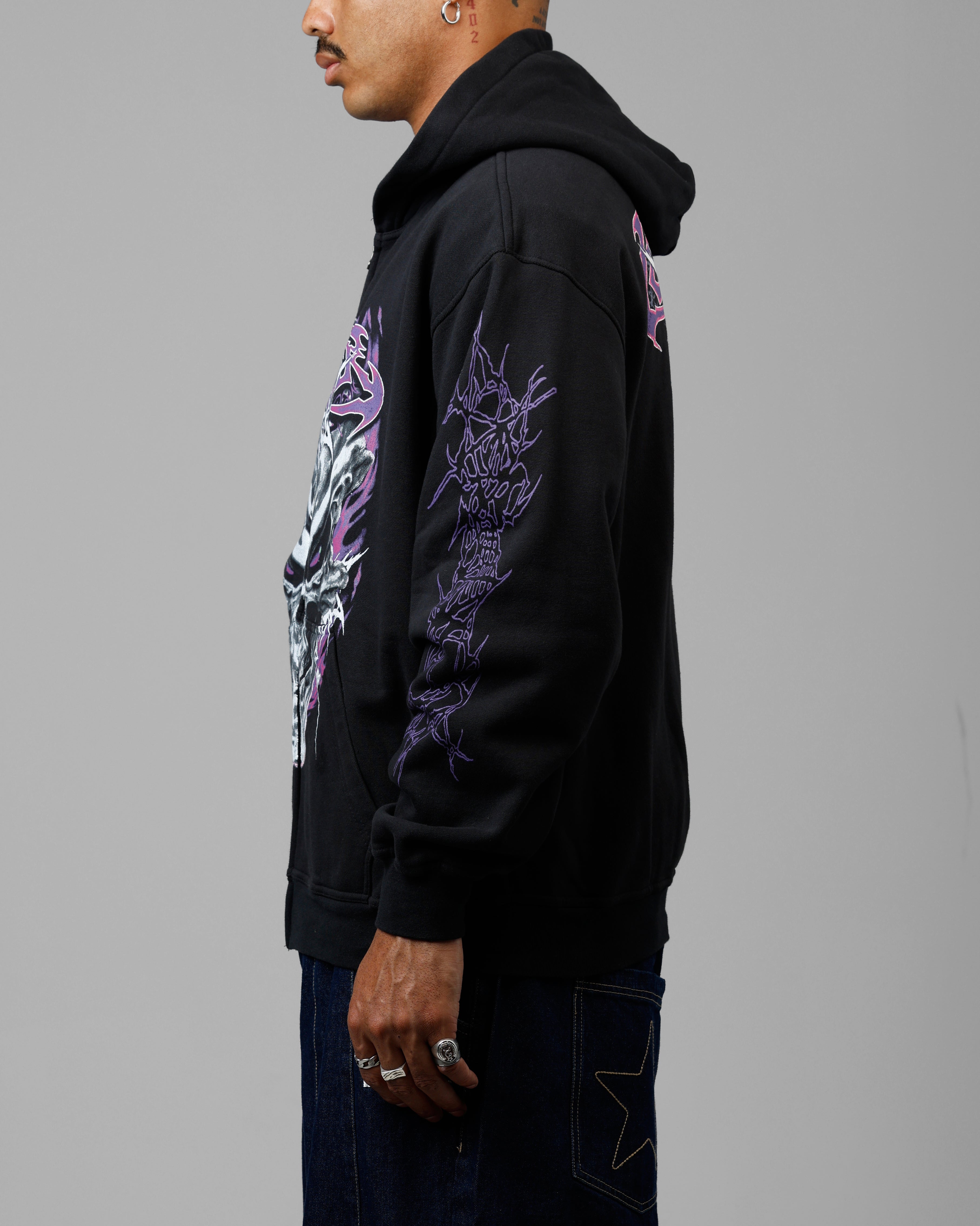 Loiter Tribal Skull Zip Up Hoodie Black、mySite、zt4zffjzw