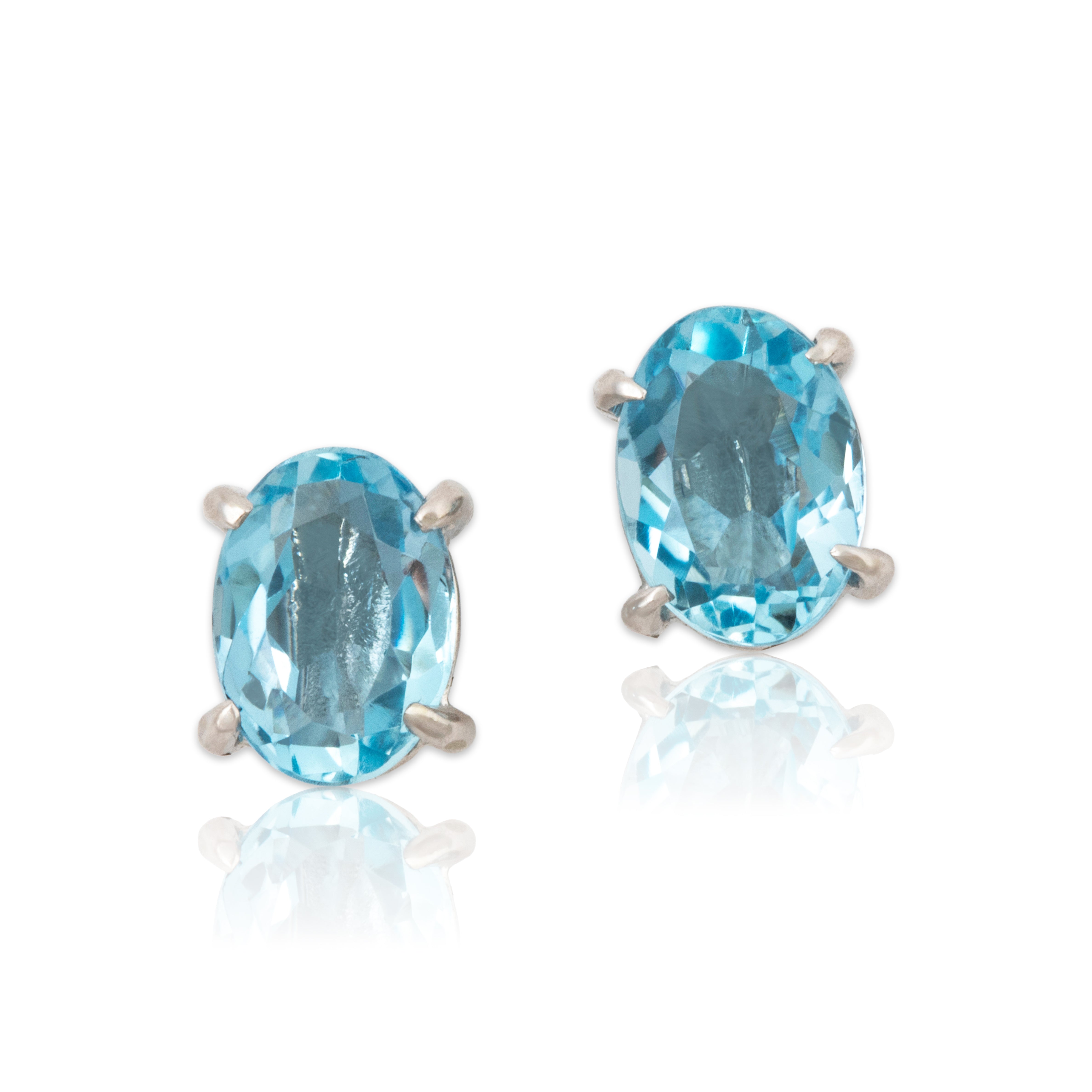 Vintage 14k White Gold 1.4cttw Aquamarine Oval Blue Pools Stud Earrings、mySite、hinf8tx79