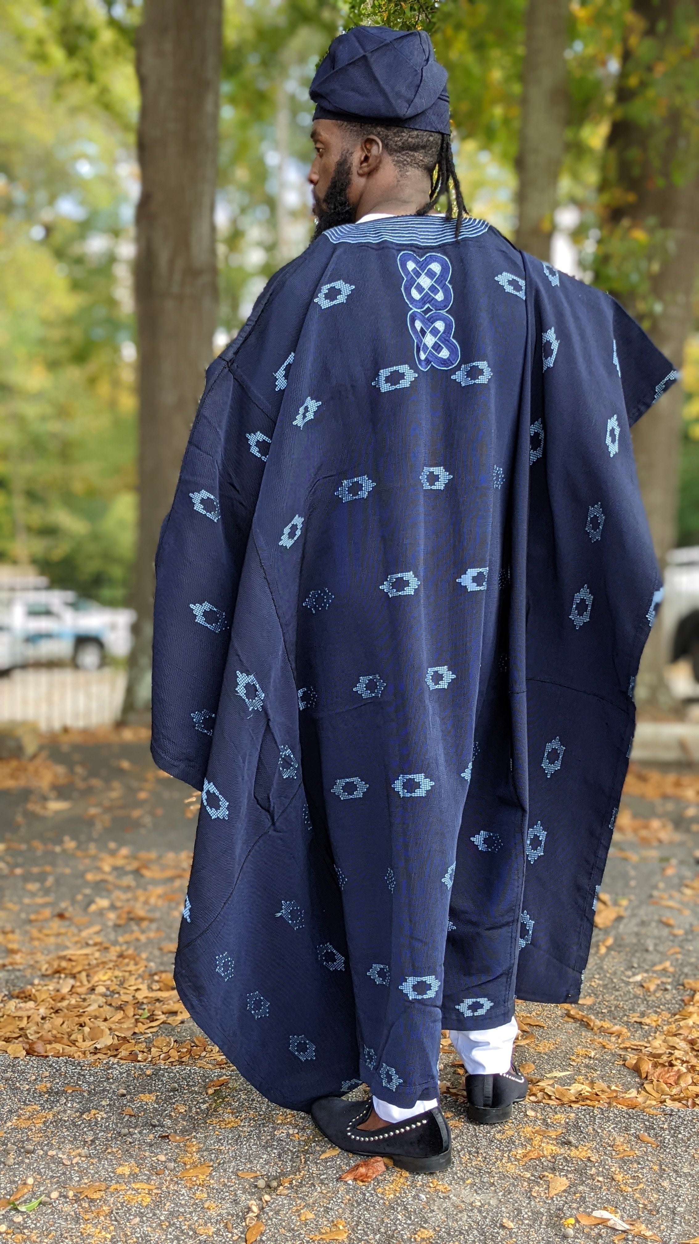 Badejo Navy Blue Aso Oke Agbada Grand boubou Robe - DPANBPB1、mySite、solidvoid