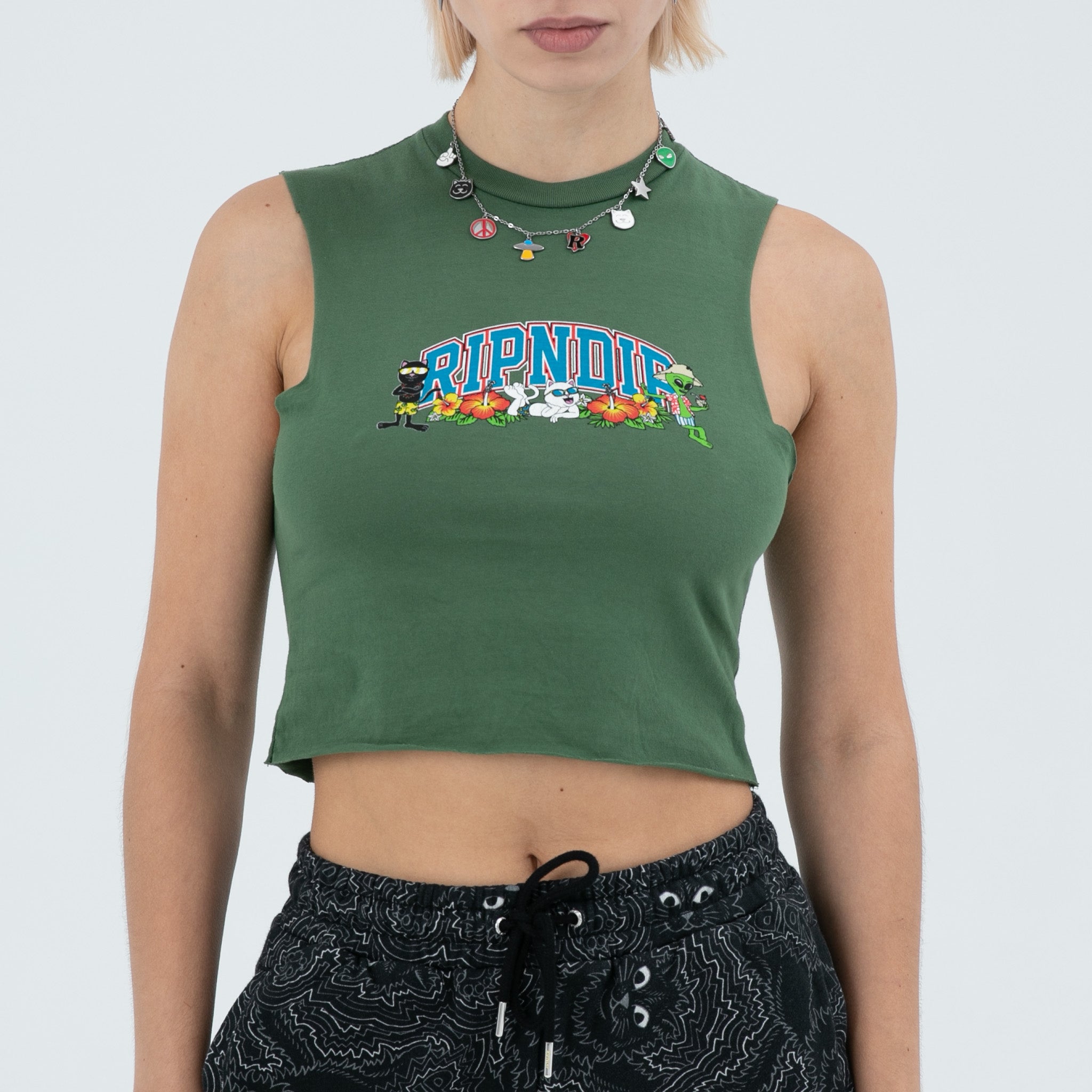  Summer Friends Cropped Tank (Olive)、mySite、merchandisen