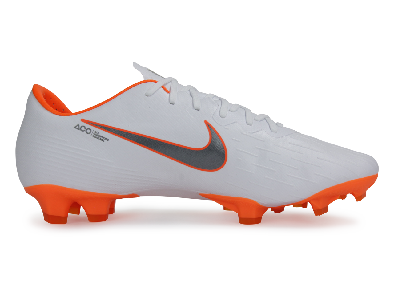 Nike Men's Mercurial Vapor 12 Pro FG White/Metalic Cool Grey/Total Orange、mySite、noshort
