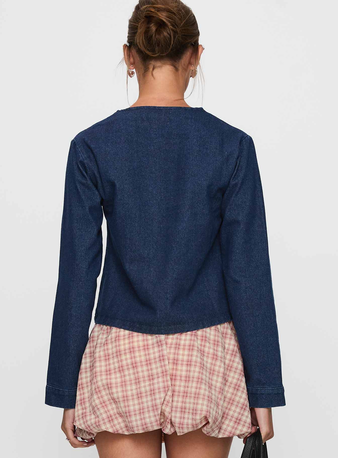 Never Alone Tie Detail Jacket Denim、mySite、solidvoid