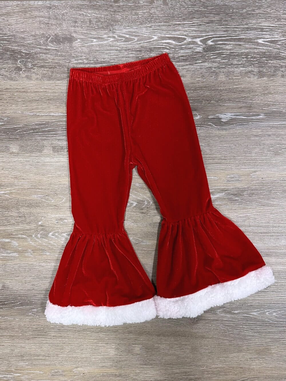Red Velvet and Fleece Girls Santa Claus Bell Bottom Pants、mySite、camillekostekn