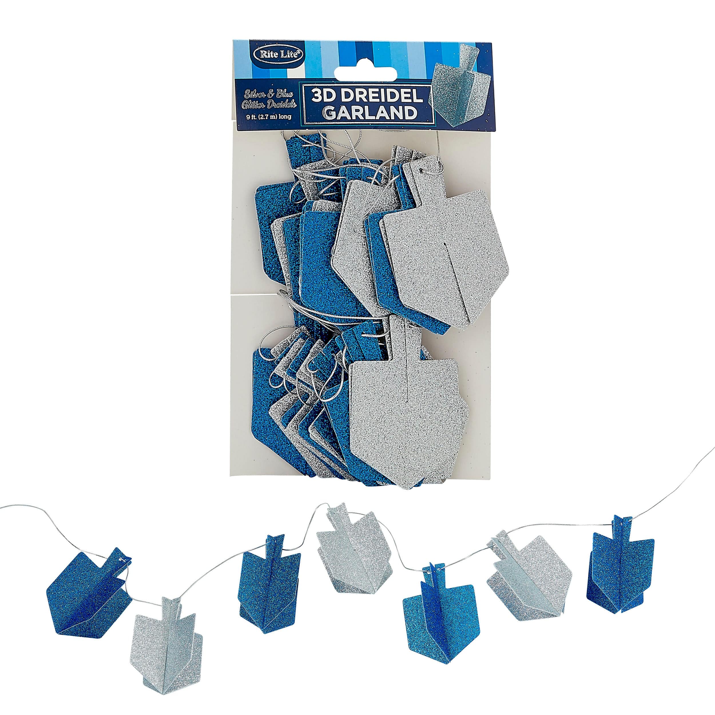 Hanukkah Dreidel Glitter Garland - 9 Feet、mySite、topwebapps