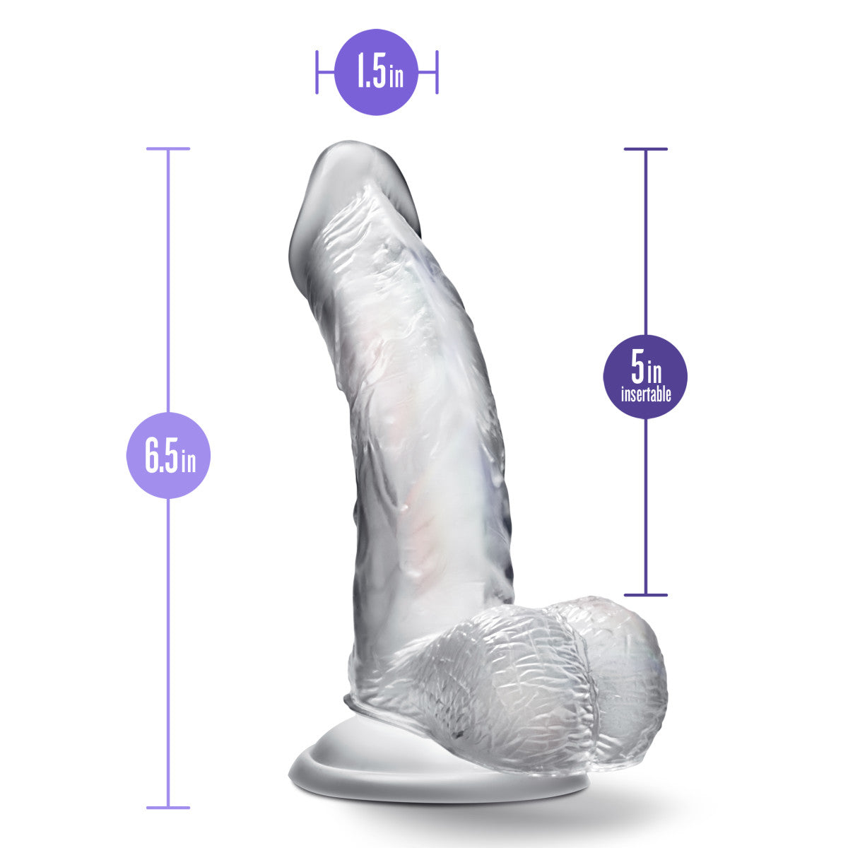 B Yours Diamond By Blush® | Sparkle Realistic G-Spot Clear 6.5-Inch Long Dildo With Balls & Suction Cup Base、mySite、bottomscart