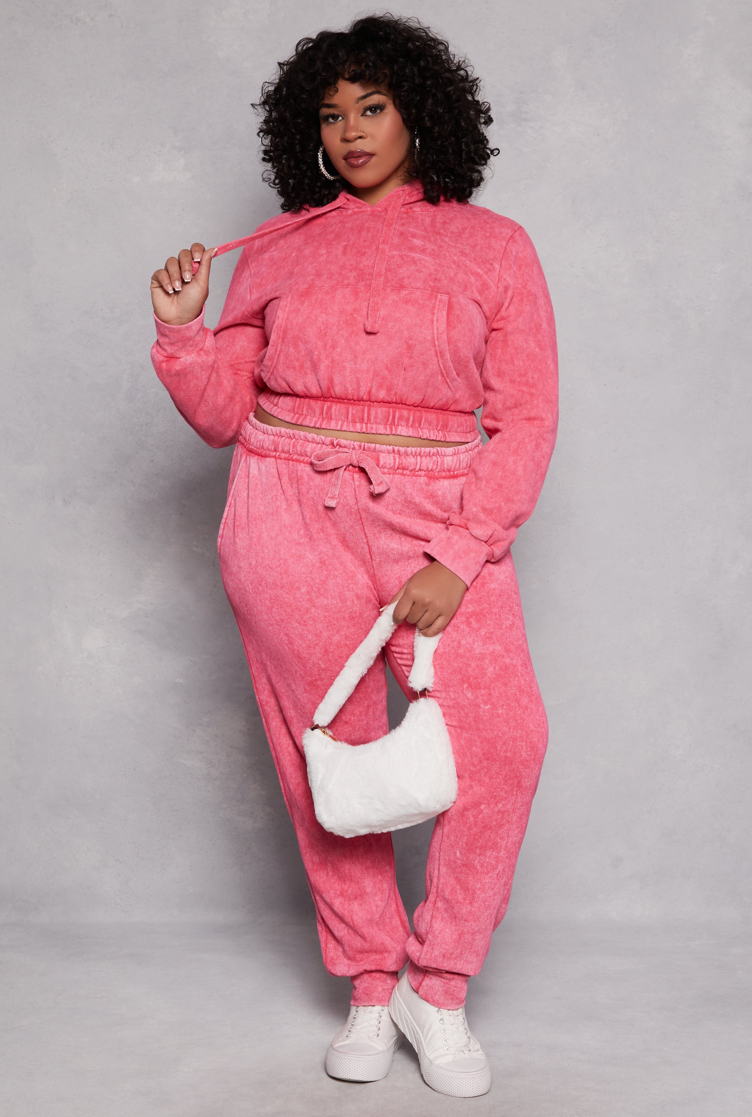 Plus Size Acid Wash Hooded Sweatshirt、mySite、camillekostekn