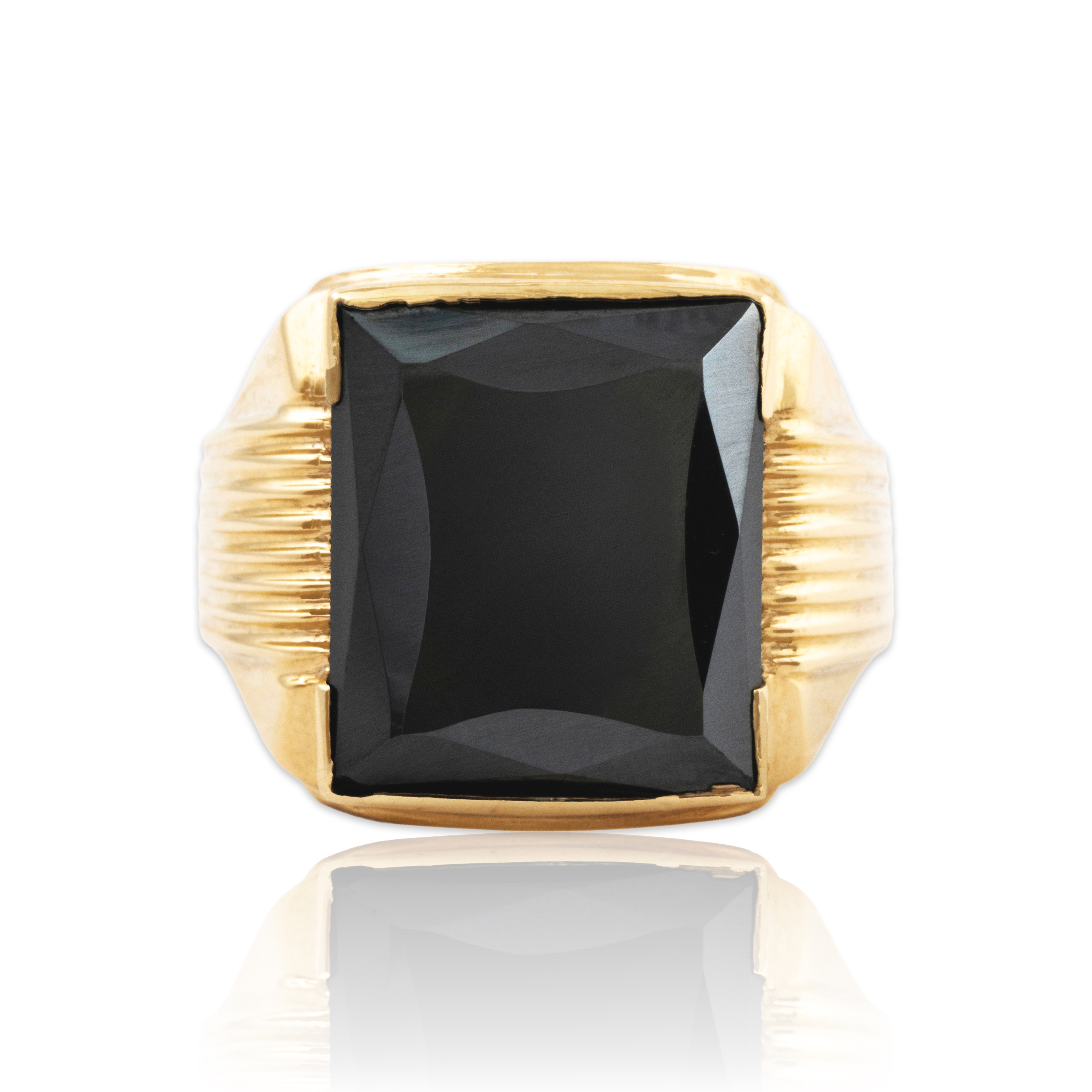 Vintage 10k Yellow Gold 12ct Hematite Gleaming Signet Ring 7.00、mySite、hinf8tx79