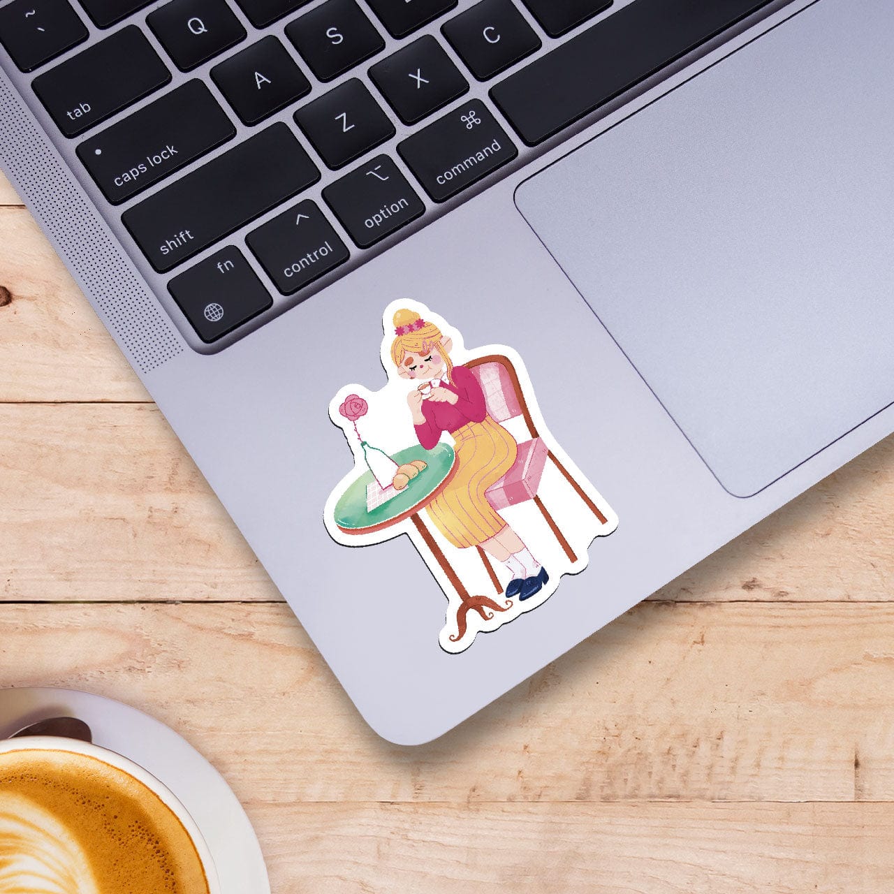 Woman Drinking Coffee at Paris Cafe Sticker、mySite、elrpsem3k
