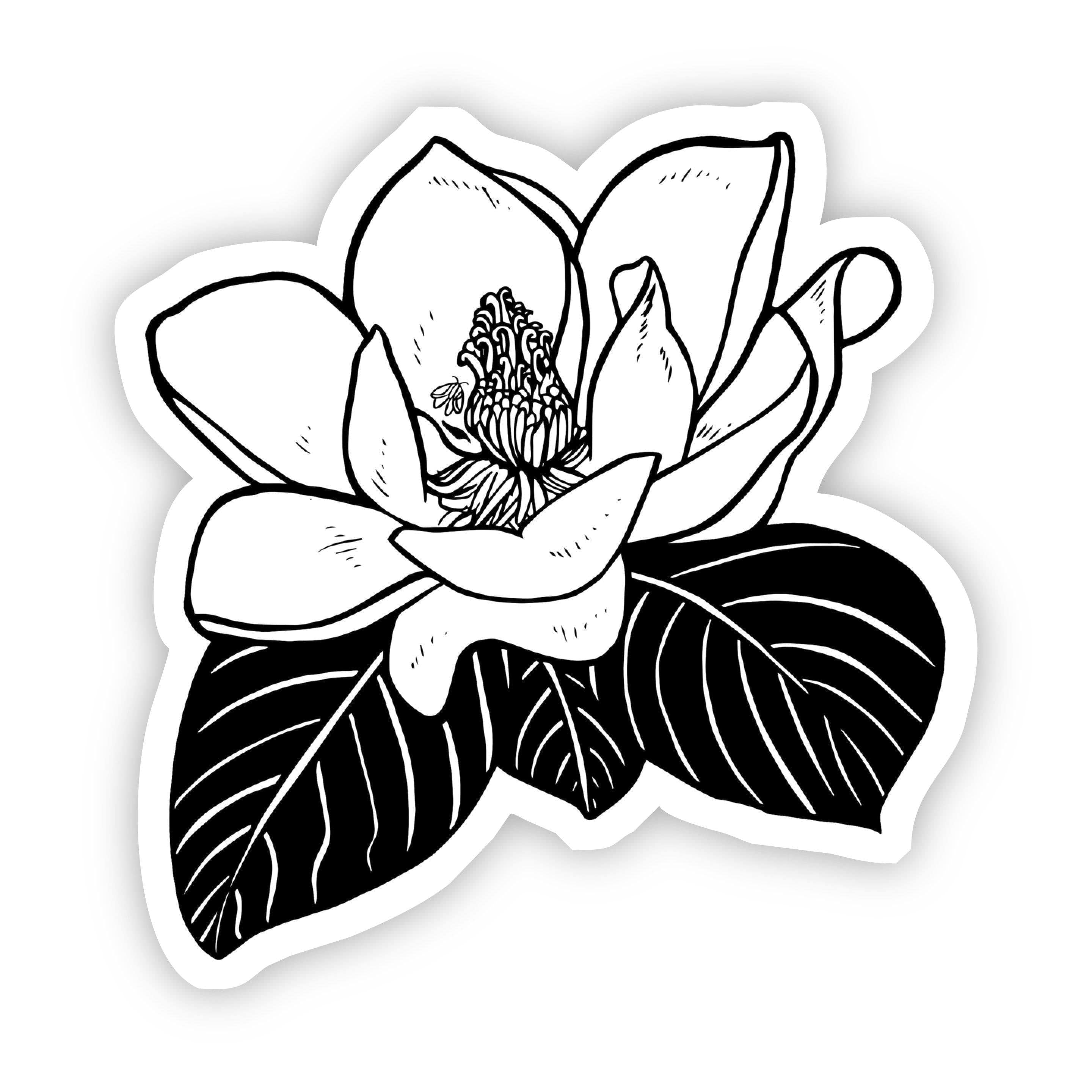  White Blooming Flower Sticker、mySite、elrpsem3k