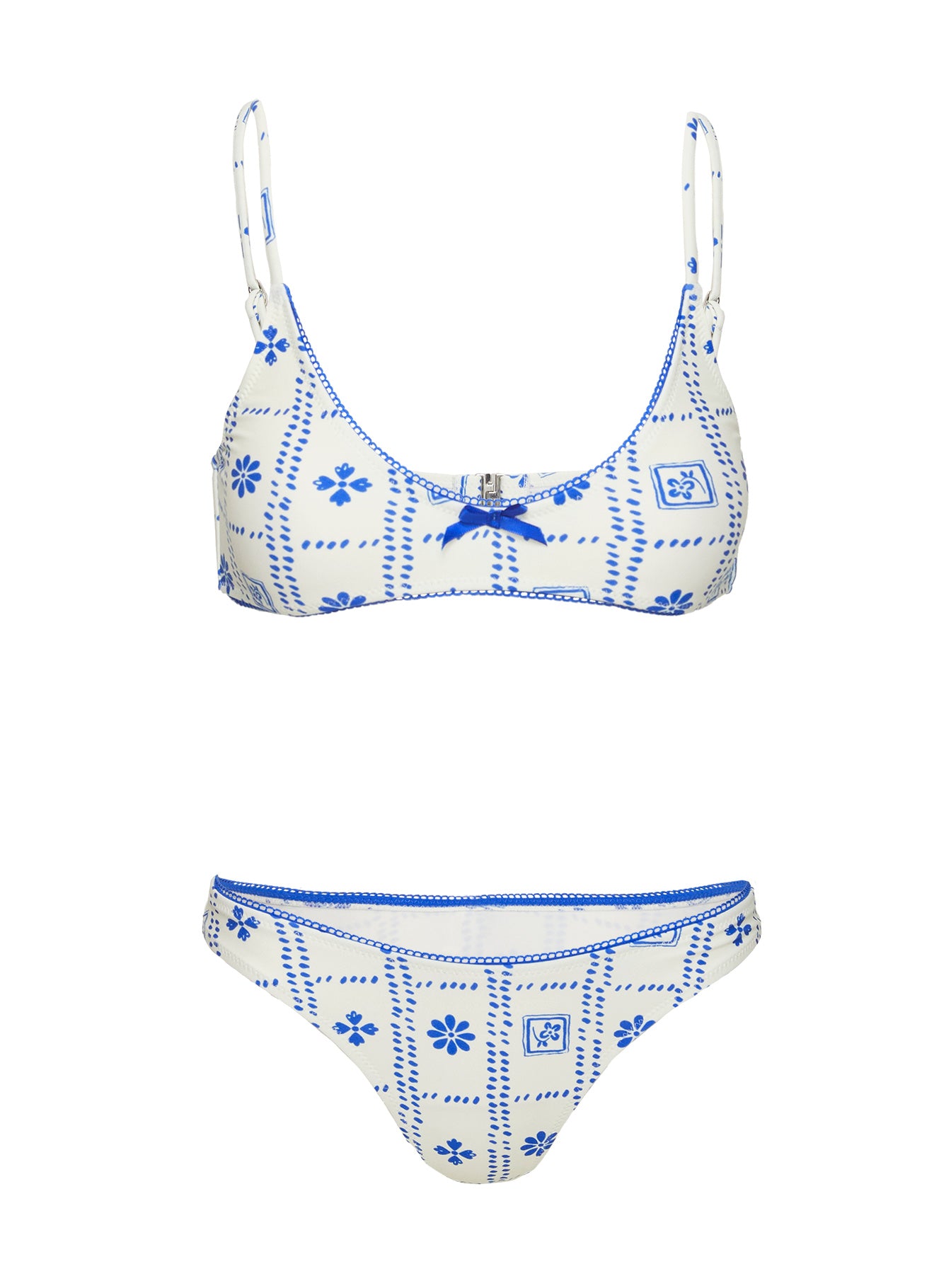 Kursti Bralette Bikini Top Blue / White、mySite、solidvoid