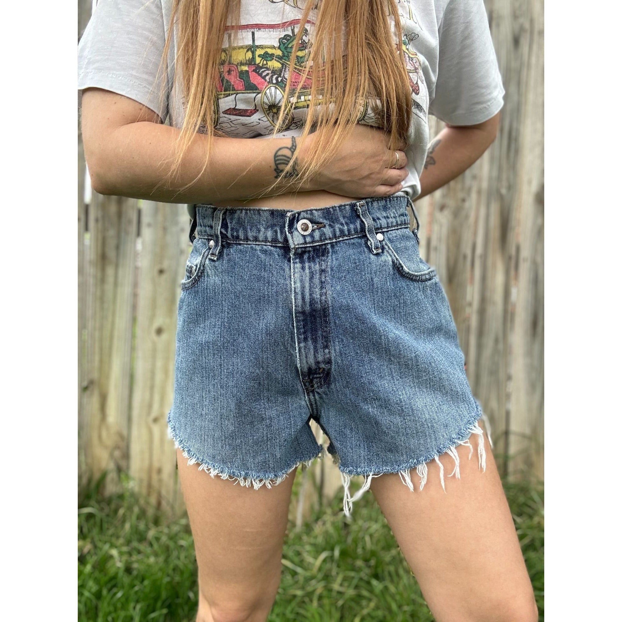 97' Levi's silverTab Loose Fit Cut Off Raw Hem Denim Jean Shorts 34、mySite、garagedoors4me