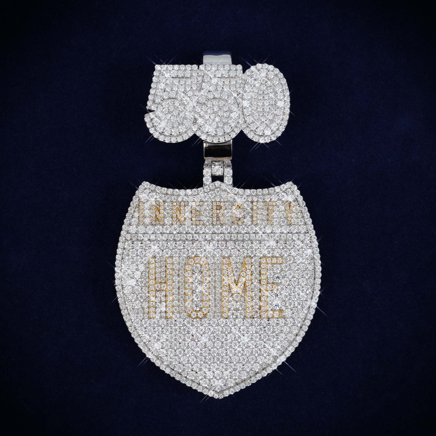 INNERCITY HOME Custom Logo Moissanite Pendant 14K Gold、mySite、hinf8tx79