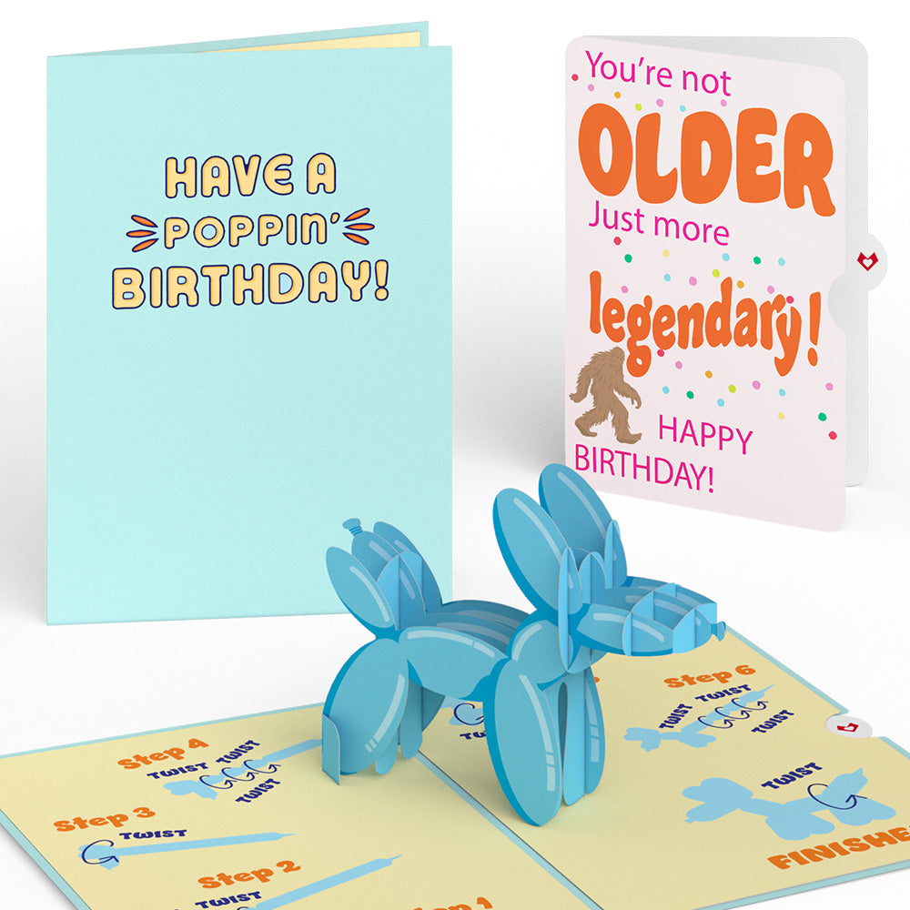 Birthday Balloon Animal Pop-Up Card and Not Older Just More Legendary Sentiment Set、mySite、solidvoid