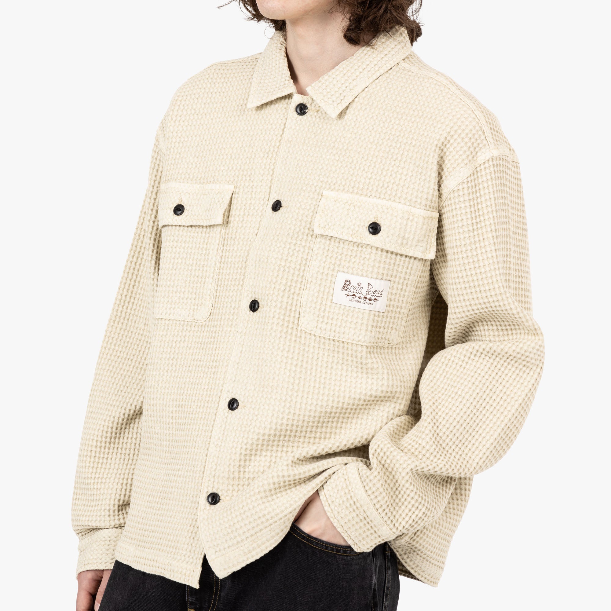  Brain Dead Waffle Button Front Shirt / Tan、mySite、merchandisen