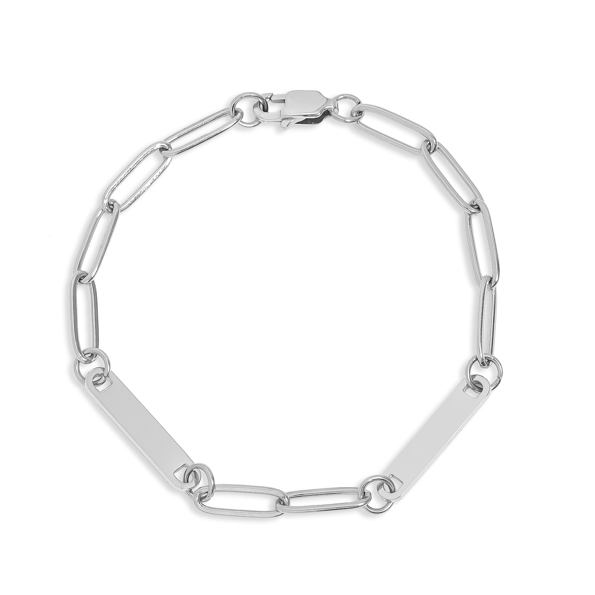 18K Gold PVD Stainless Steel Engravable Paperclip 2 Bar Bracelet / SBB0314、mySite、dreamappss