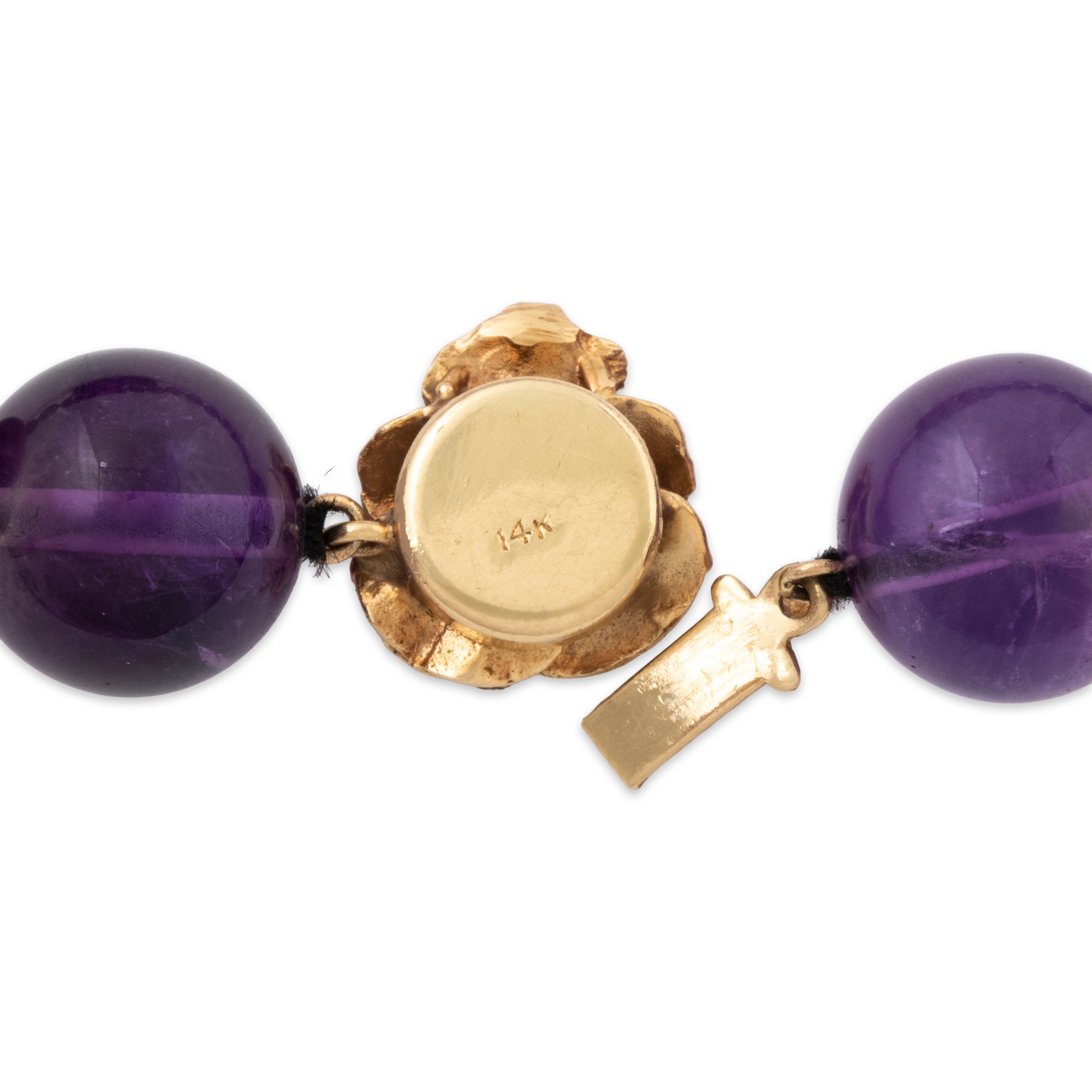 Vintage 14k Yellow Gold Amethyst Diamond Flower Clasp Long Necklace 32、mySite、hinf8tx79