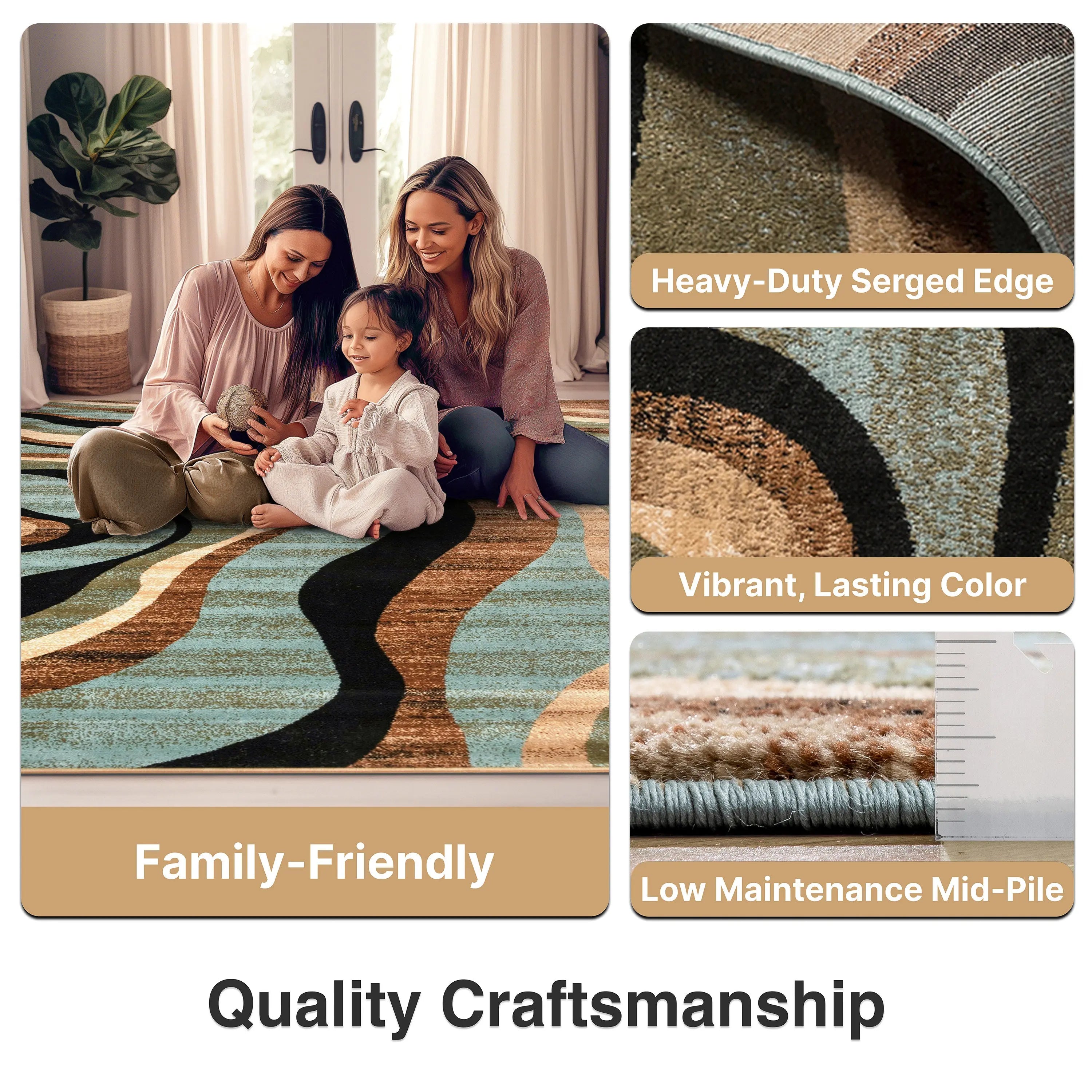 Nirvana Waves Multi Blue Modern Rug、mySite、gigharbornorthrealestate