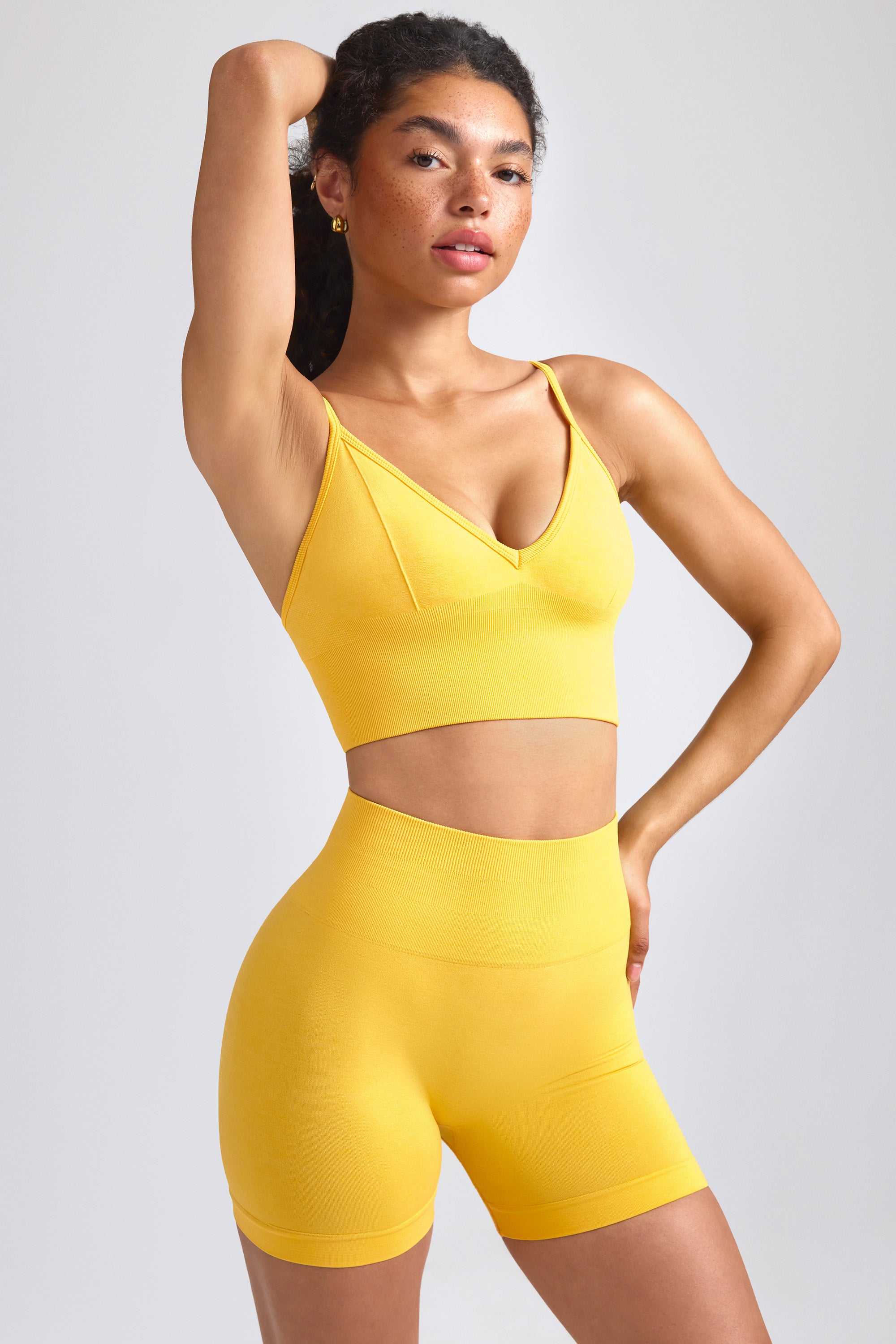 Define Luxe Mini Shorts in Golden Yellow、mySite、solidvoid