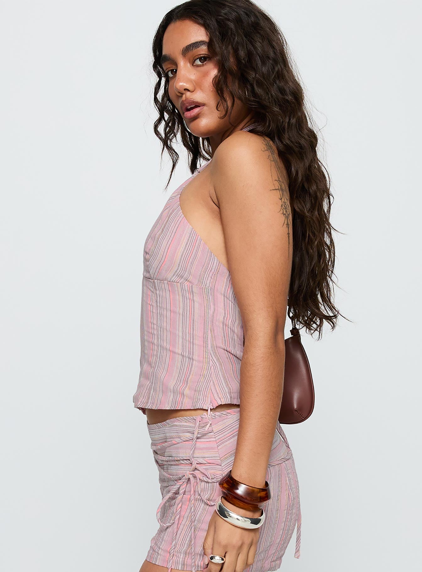 Electric Night Halter Tie Back Top Pink Stripe、mySite、solidvoid