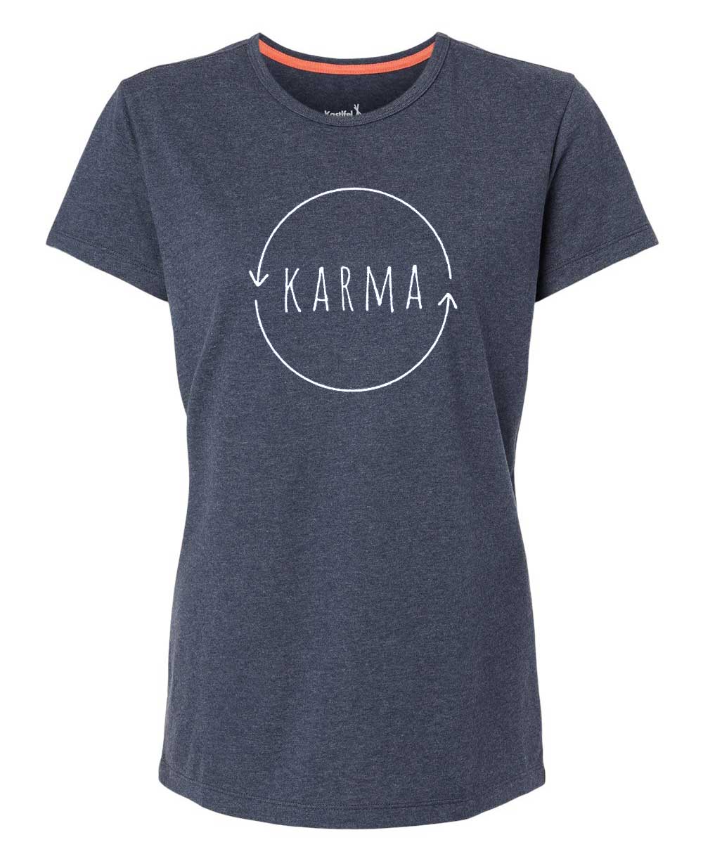 Karma Women's Heather Blue Recycled T-Shirt、mySite、topwebapps