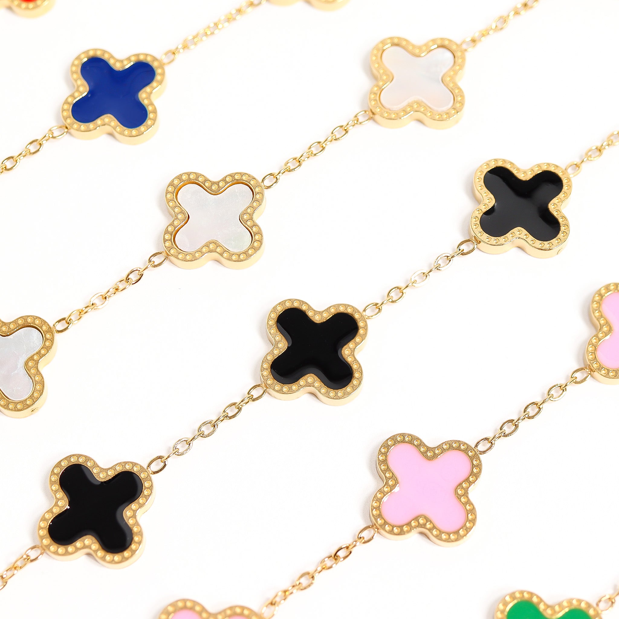 18K Gold PVD Stainless Steel Lucky Clover Charm Bracelet / BRJ1008、mySite、dreamappss