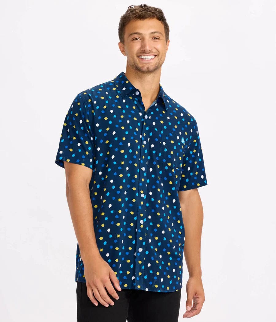 Men's Dreidel Decor Button-Down Shirt by Tipsy Elves (Sizes Small - XXL)、mySite、topwebapps