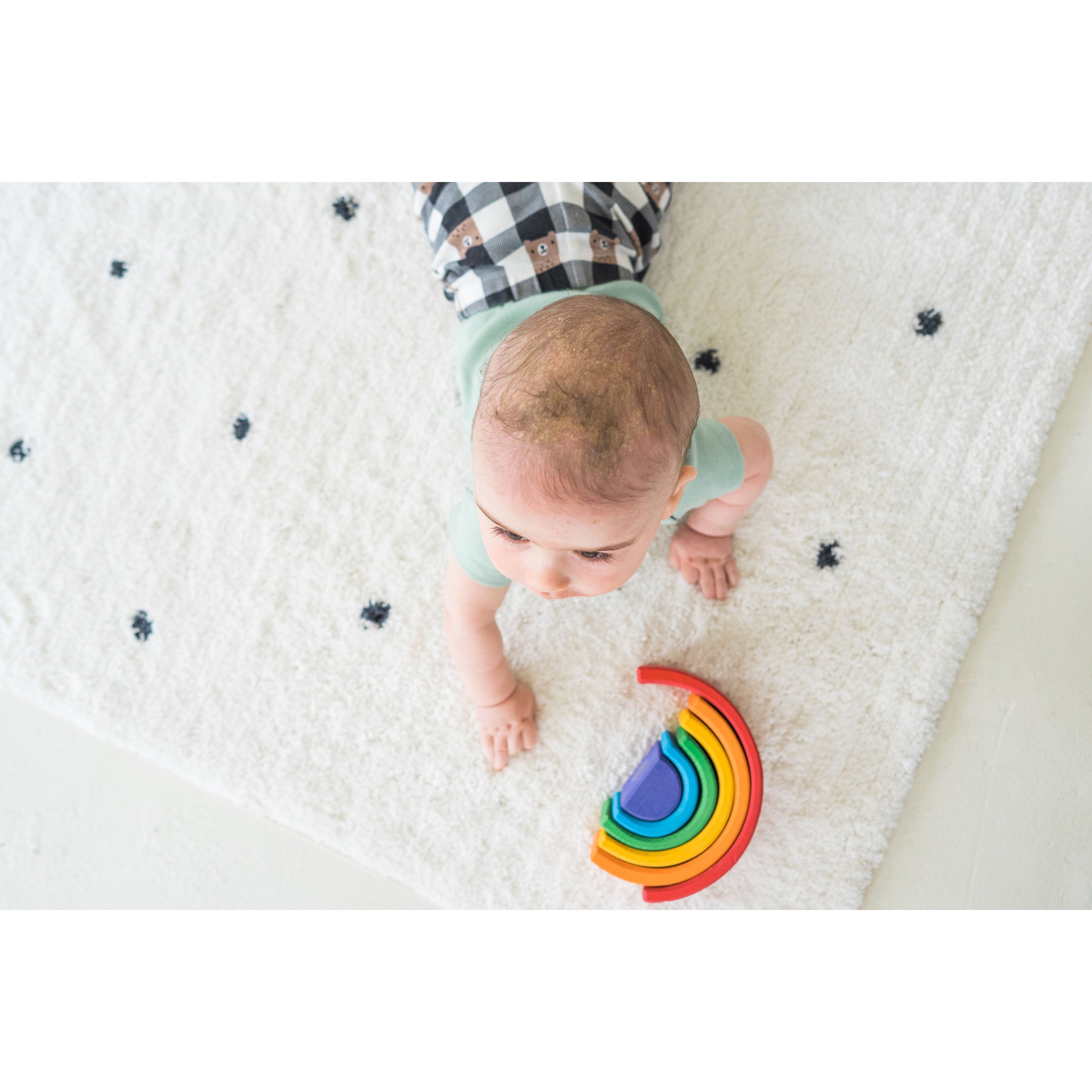 Signature Organic Cotton Ivory with Black Dots Washable Area Rug、mySite、gigharbornorthrealestate