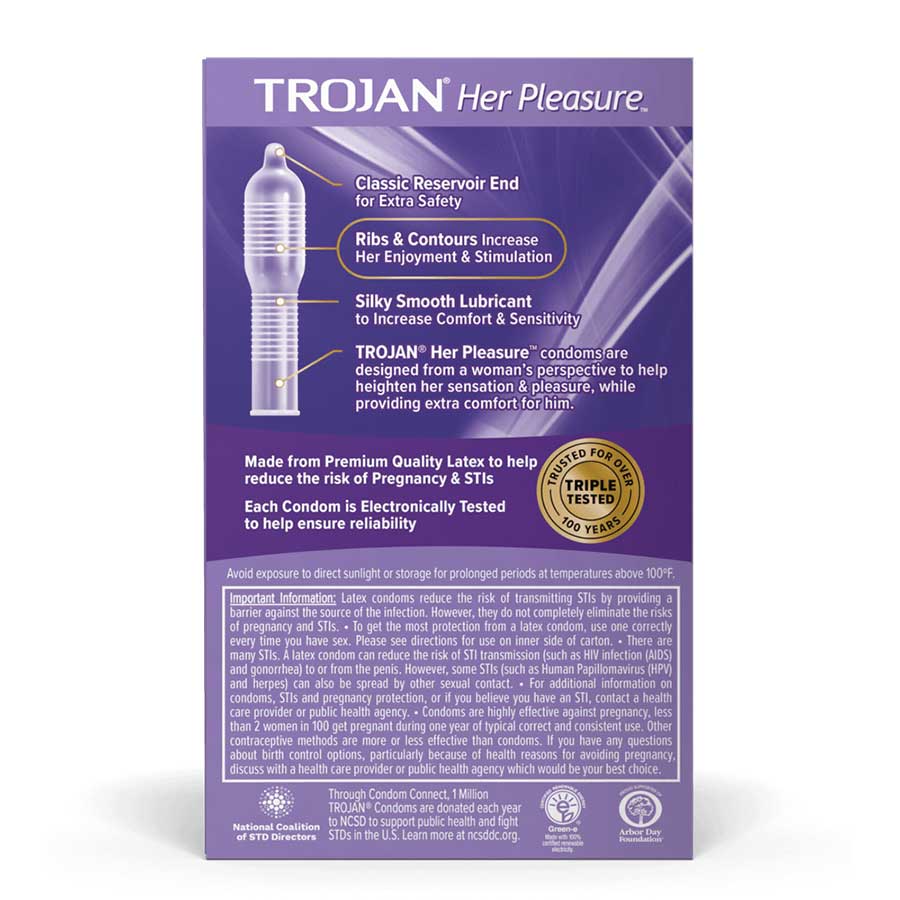 Trojan Her Pleasure Latex Condoms 12 Pack、mySite、bottomscart