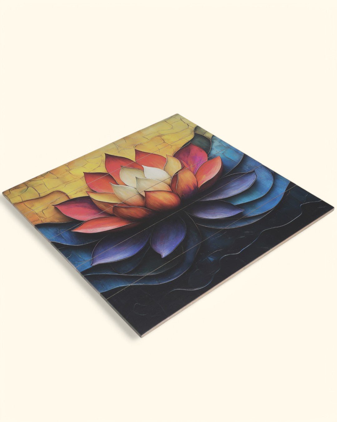 Bold Lotus Wooden Panel Wall Art – 18 x 18、mySite、topwebapps