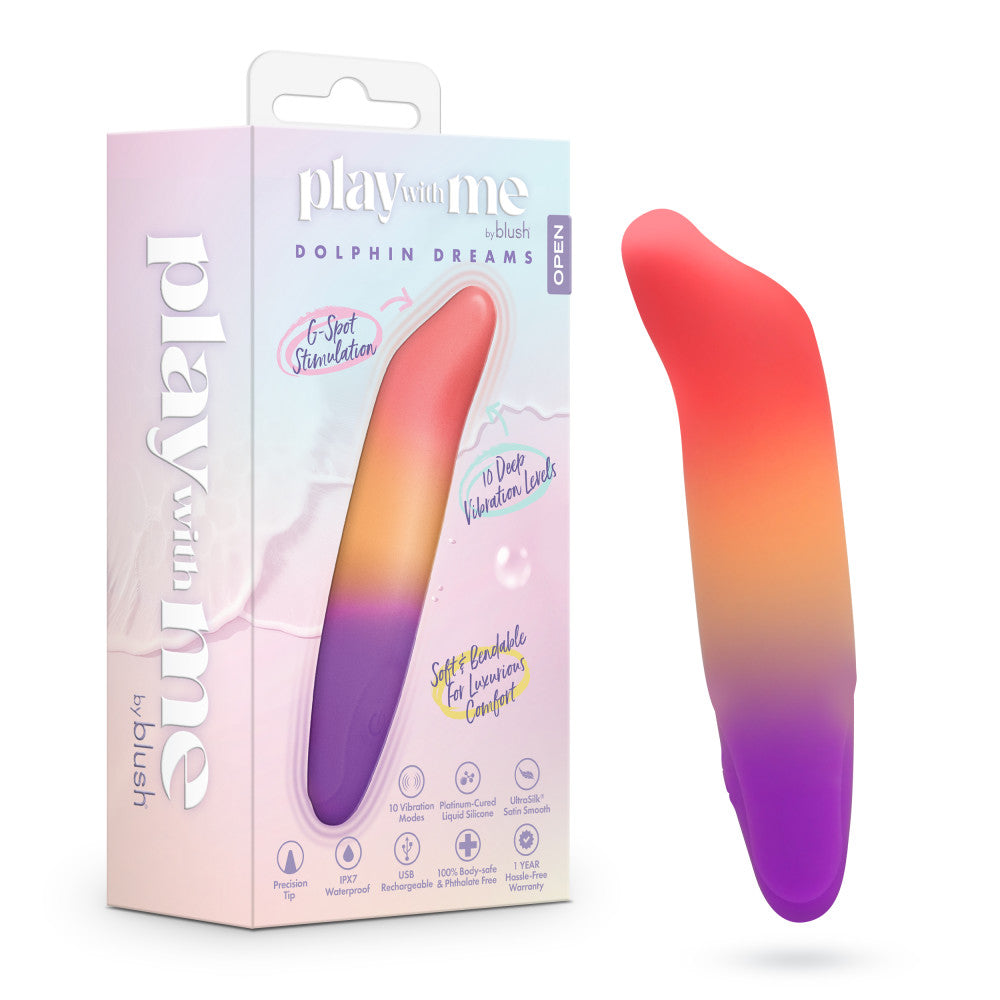 Play With Me by Blush ®| Dolphin Dreams 4.75 Inch Silicone Bullet Vibrator – USB Rechargeable Clitoral Nipple Massager – In Multicolor、mySite、bottomscart