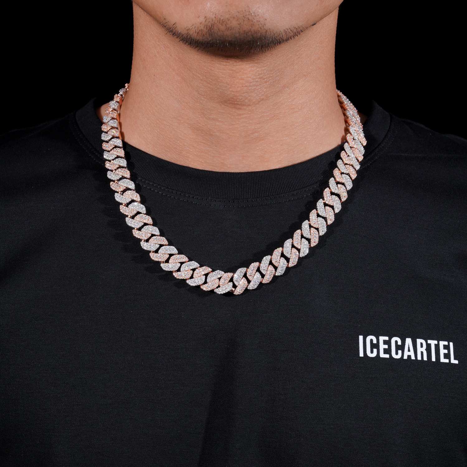 13MM Moissanite Two-Tone Miami Cuban Link Chain 14K Gold、mySite、hinf8tx79