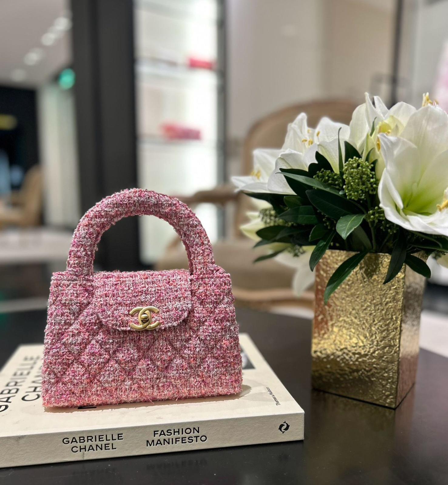 Chanel Kelly Shopping Bag Cotton Tweed Pink & Ecru (Mini)、mySite、garminoutage.com