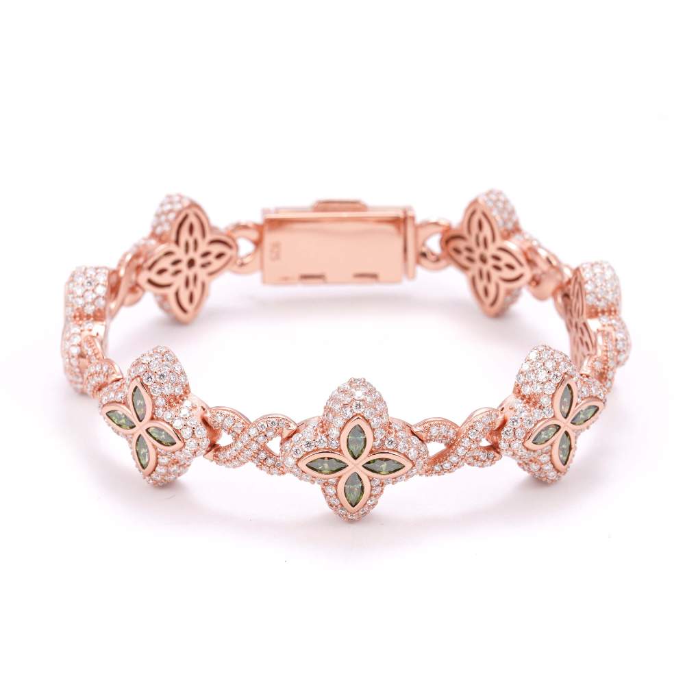 19MM Colored Moissanite 4-Leaf Clover Infinity Link Bracelet、mySite、hinf8tx79