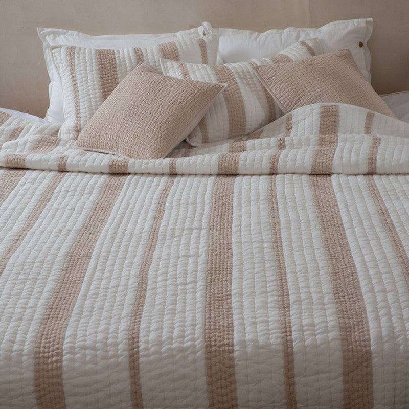 Cotton Bedspread with Pillow Covers | Ivory & Beige | Set of 3、mySite、camillekostekn