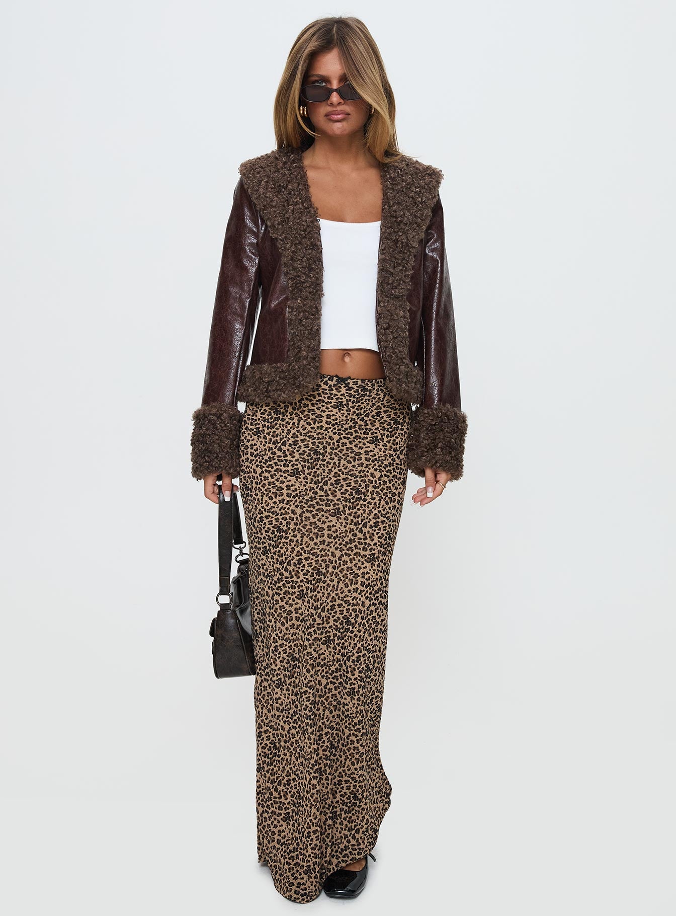 Found A Reason Faux Leather Jacket Brown、mySite、solidvoid