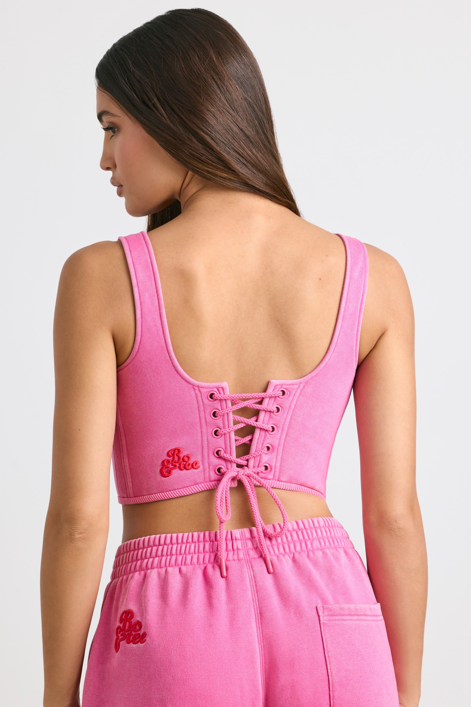 Corset Crop Top in Hot Pink、mySite、solidvoid