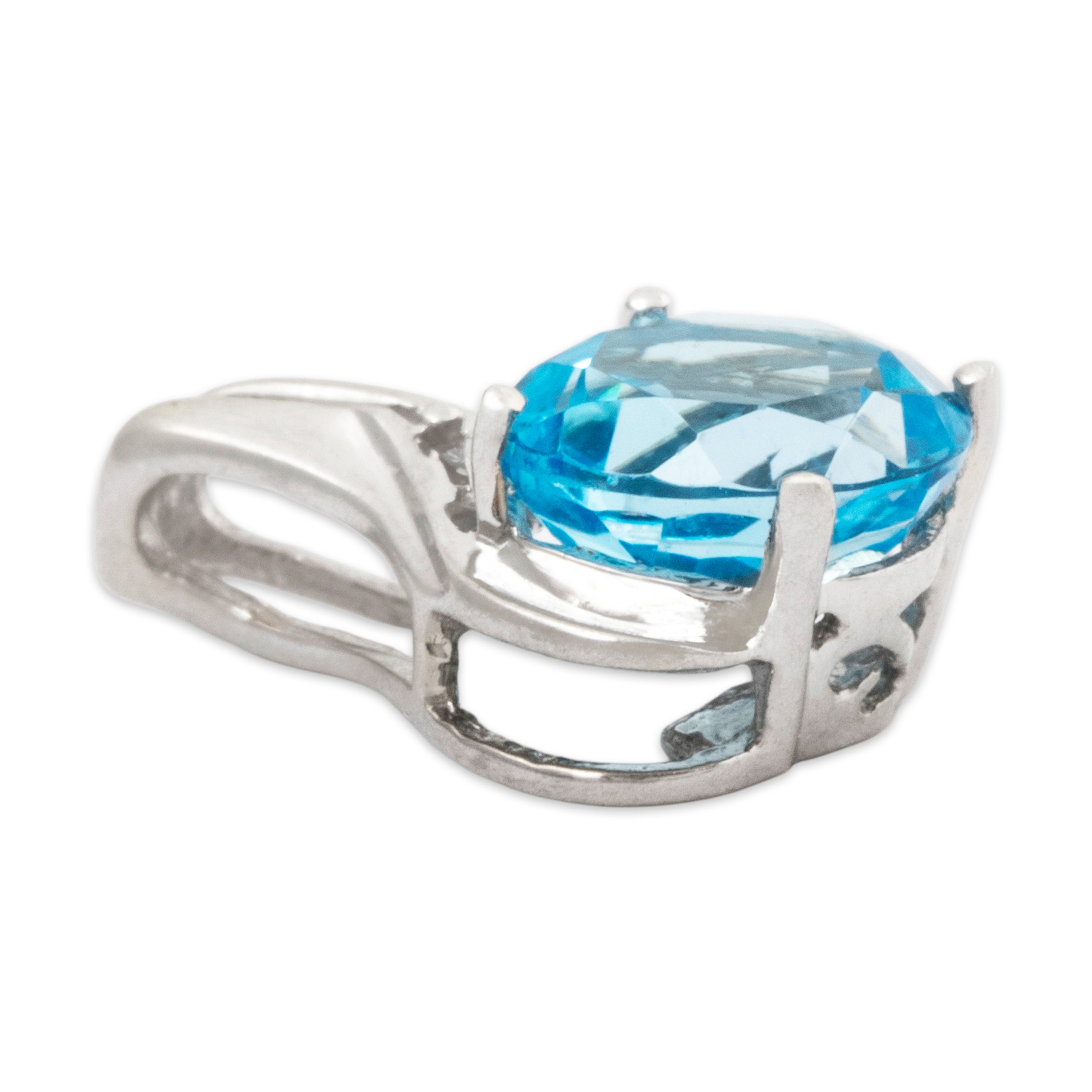 Vintage Small 10k White Gold 1.2ct Blue Topaz Diamond Pendant、mySite、hinf8tx79