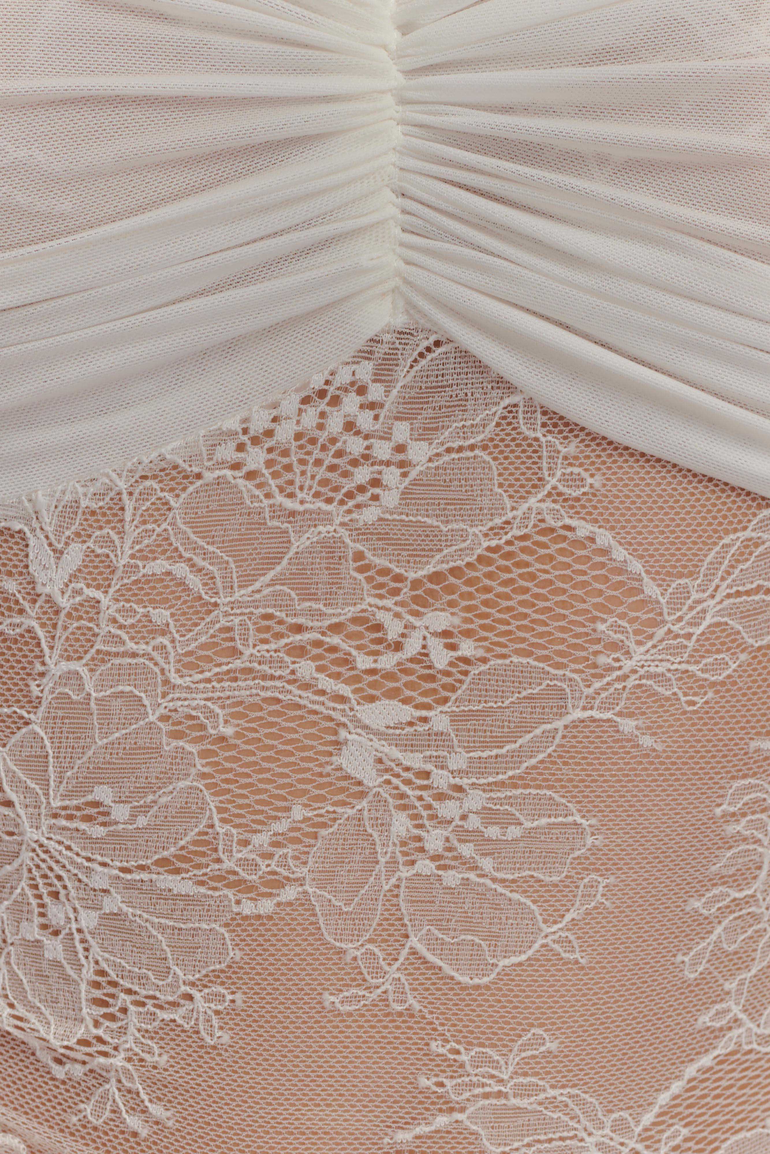 Guinevere Lace And Mesh Top - Ivory、mySite、solidvoid