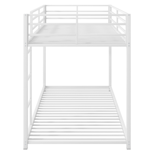 Full over Full Metal Bunk Bed, Low Bunk Bed with Ladder, Black(Old SKU:MF197034AAB)、、casual