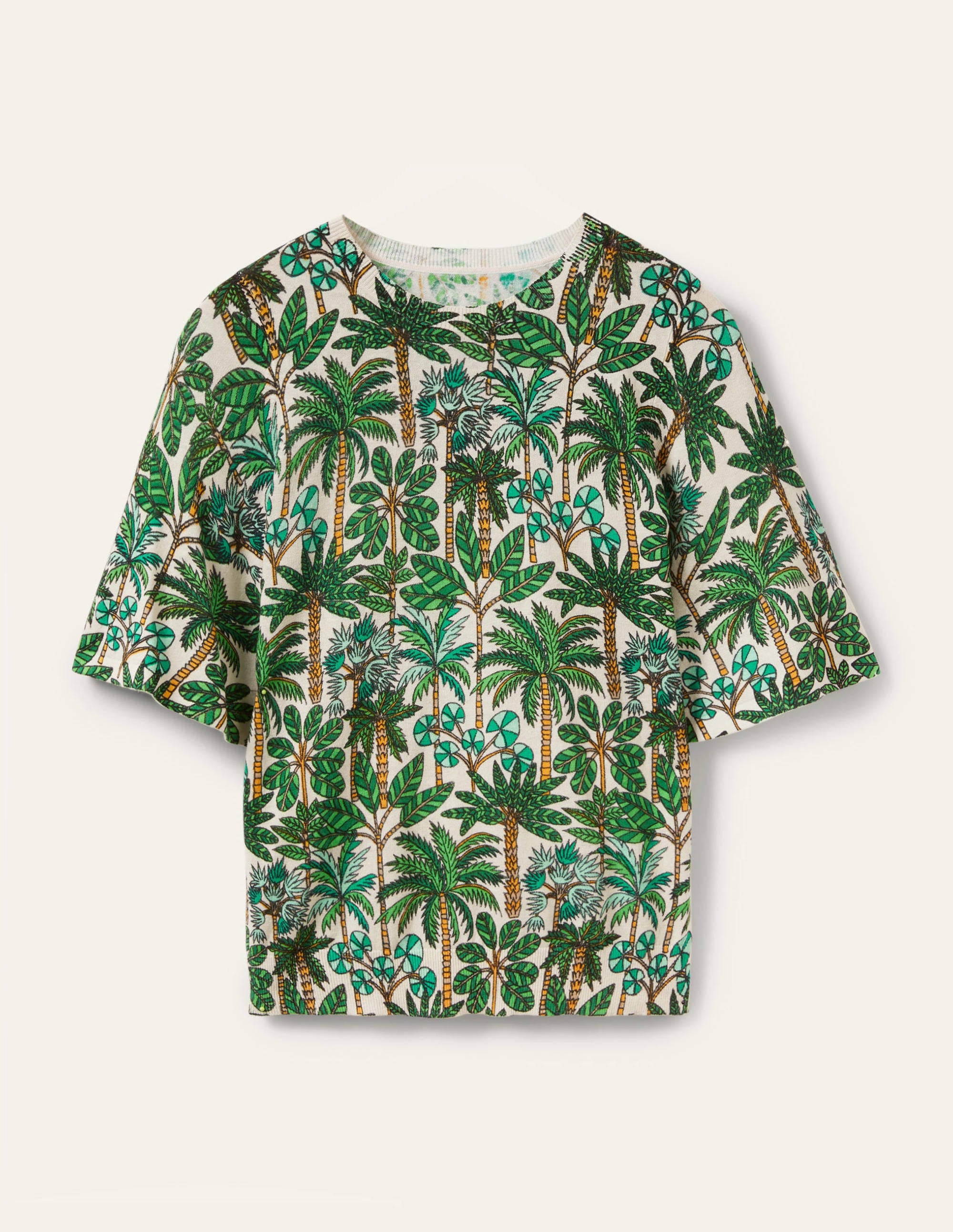  Cara Knitted T-Shirt-Ivory, Palm Forest、mySite、ashleygrahame