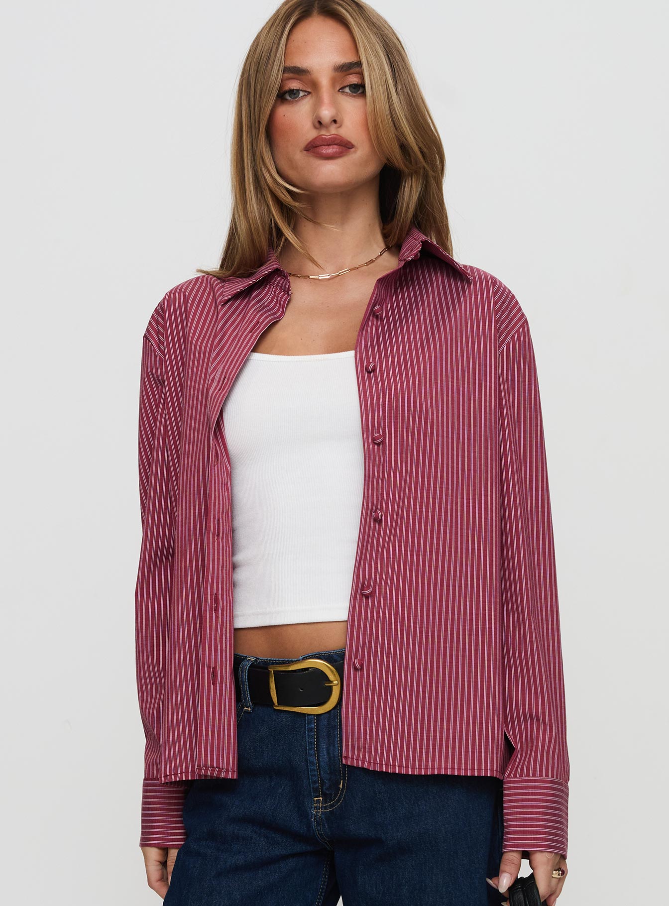 Mandisa Long Sleeve Top Red Stripe、mySite、solidvoid