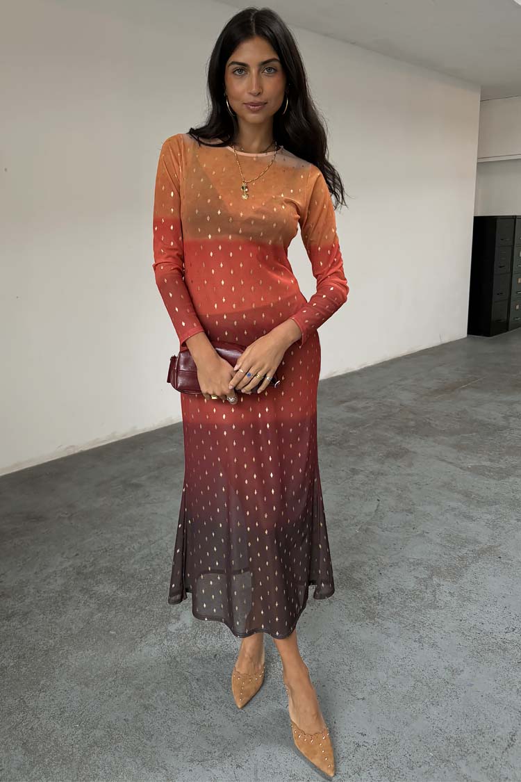 Orange Sunset Mesh Dress Petite、mySite、solidvoid