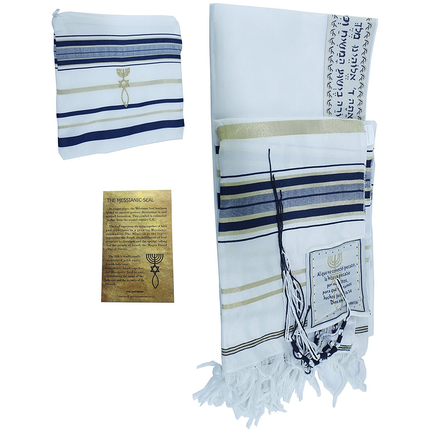 El Tallit con Kippah - Manto (Mantn) de oracin mesinico - Talit con versculos dela Biblia/esquinas espaolas、mySite、topwebapps