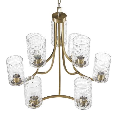 9-light Round Tiered Chandelier with Textured Glass Shades、、eastwooduniform
