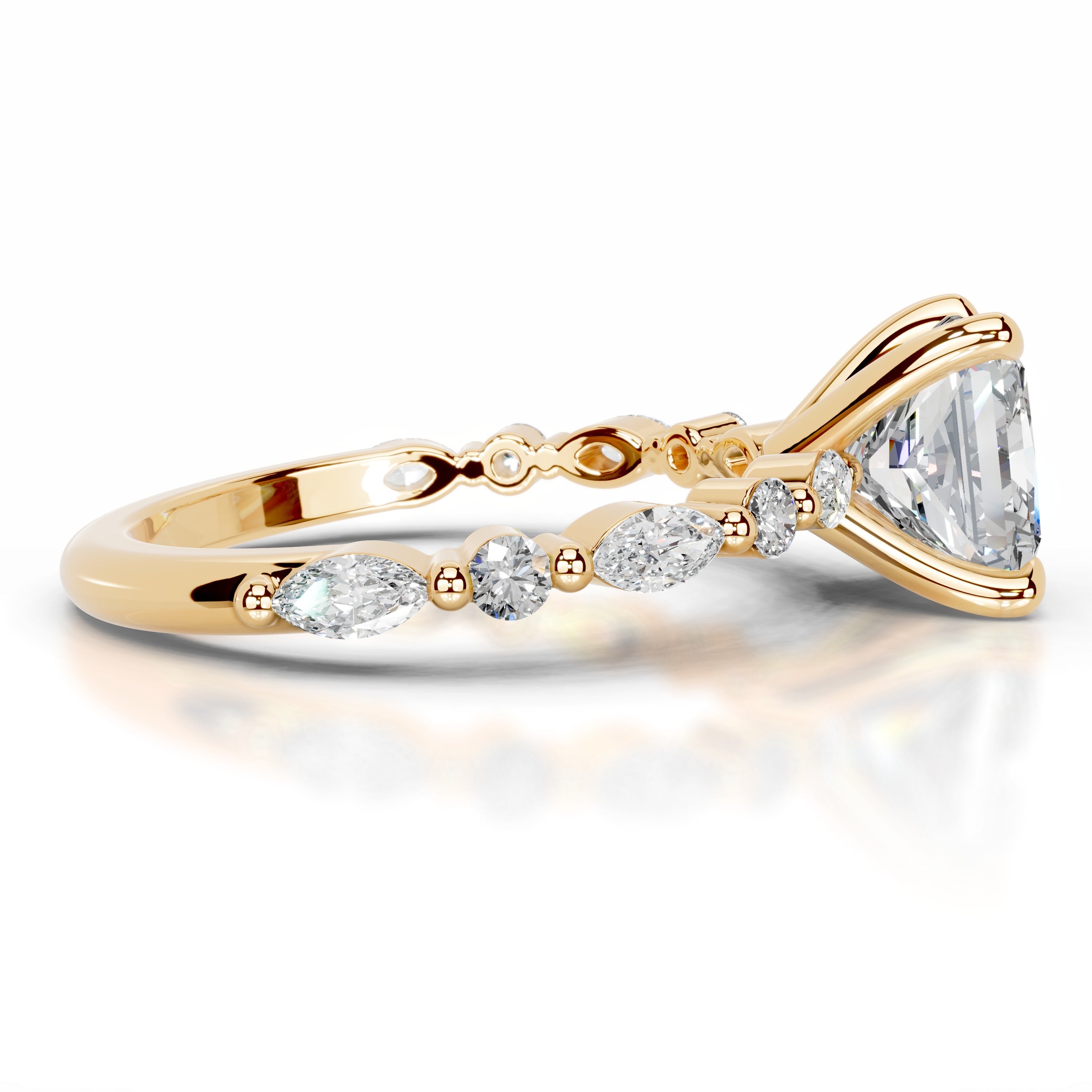 Lagertha Moissanite & Diamond Ring - 18K Yellow Gold、mySite、hinf8tx79