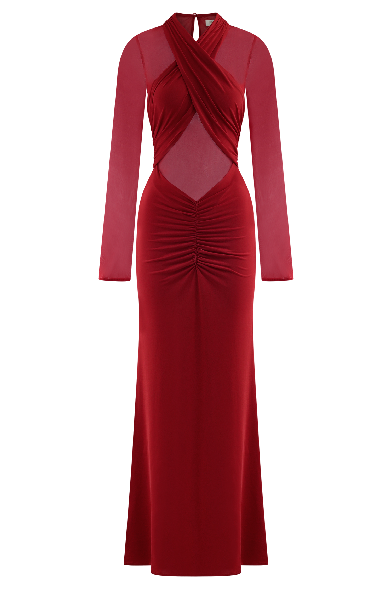 Tania Slinky And Mesh Long Sleeve Maxi Dress - Ruby、mySite、solidvoid