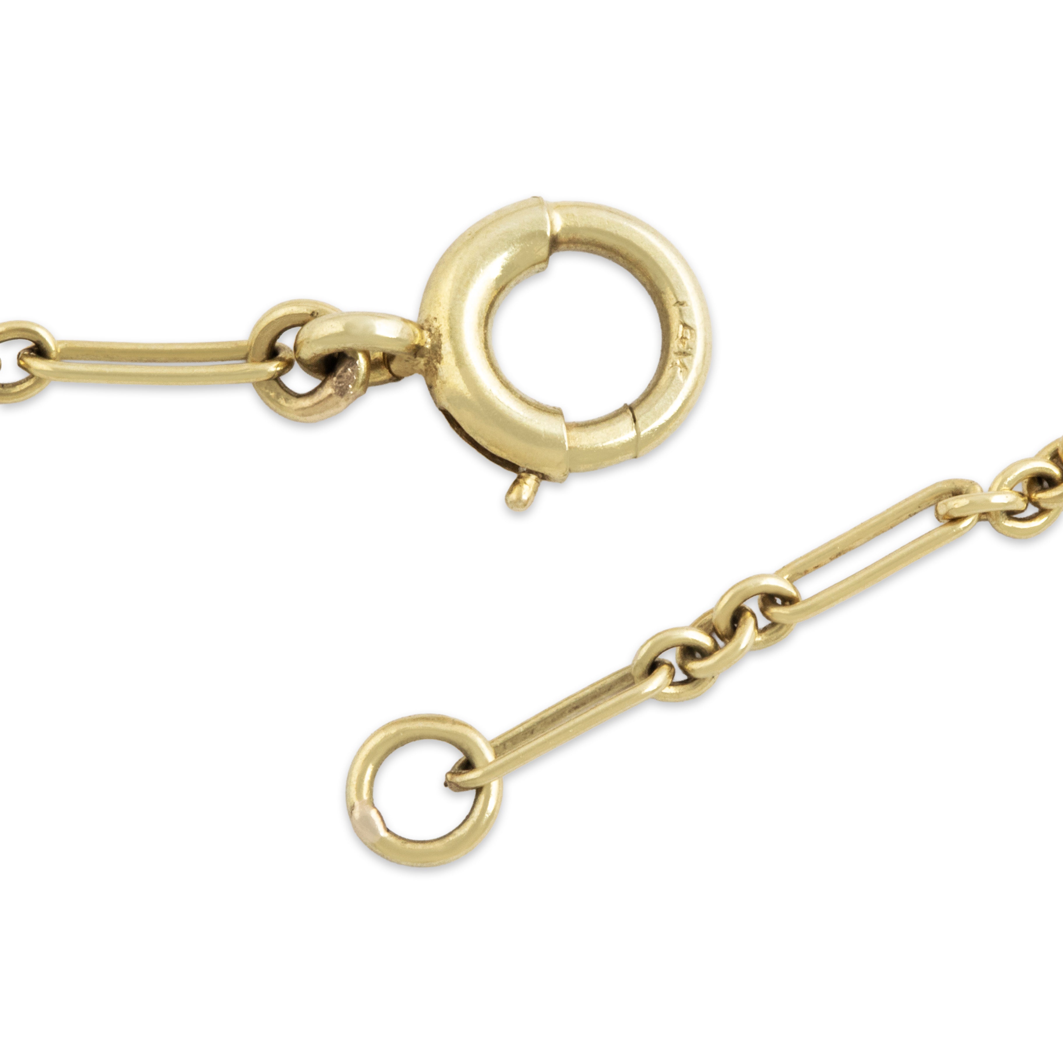 Antique Art Deco 14k Yellow Gold Black & Green Enamel Fringe Necklace 15.5、mySite、hinf8tx79